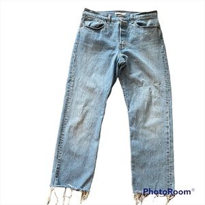 Levi’s Wedgie straight leg  jeans frayed hems button fly woman’s size 30